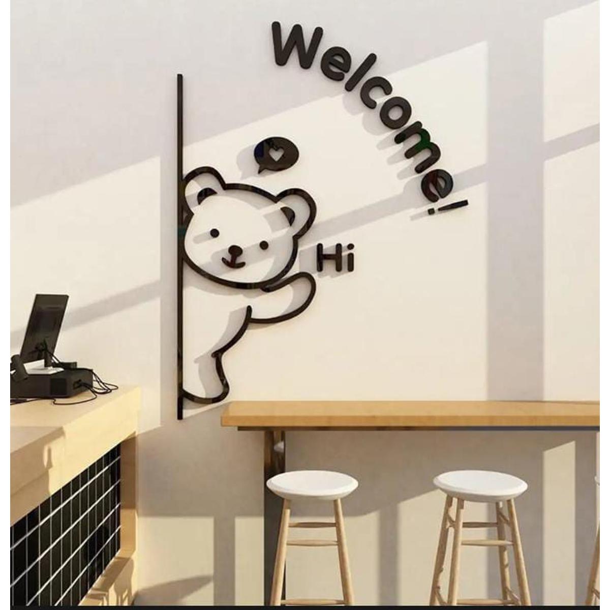 3D Wooden Wall Art Panda Welcome Wall Decor