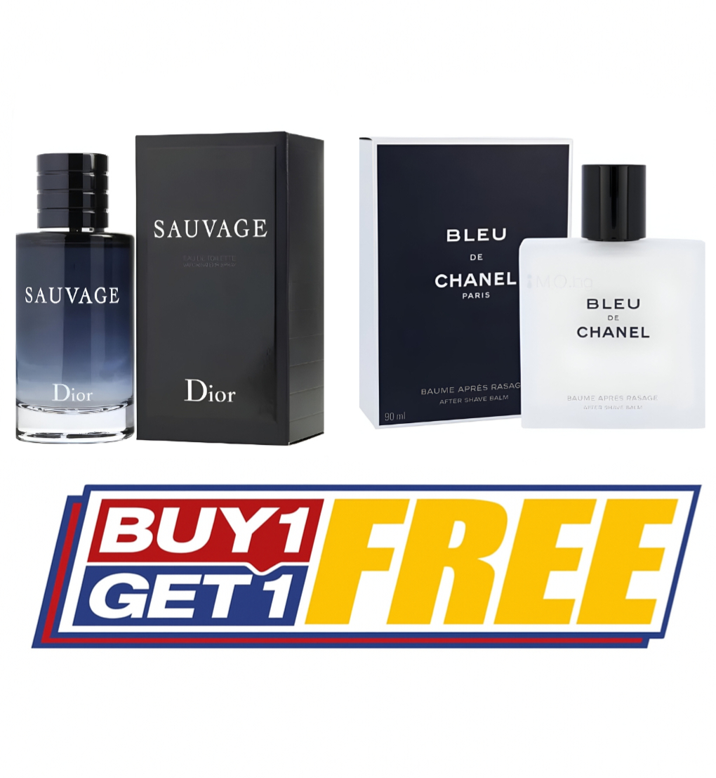 Pack of 2 perfumes Dior Sauvage perfume, Bleu de Chanel perfume